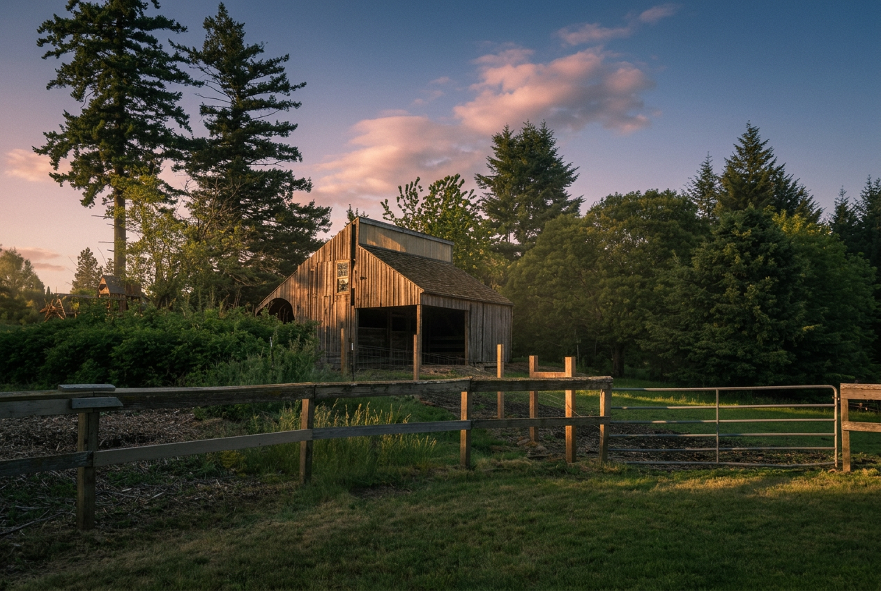 The original Chickpa Ranch barn standing on Broughton Bluff